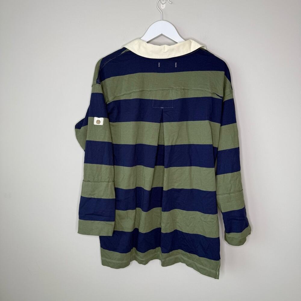 Free People We The Free Peyton Rugby Henley Striped Top Oversized Sz XS - Picture 3 of 9